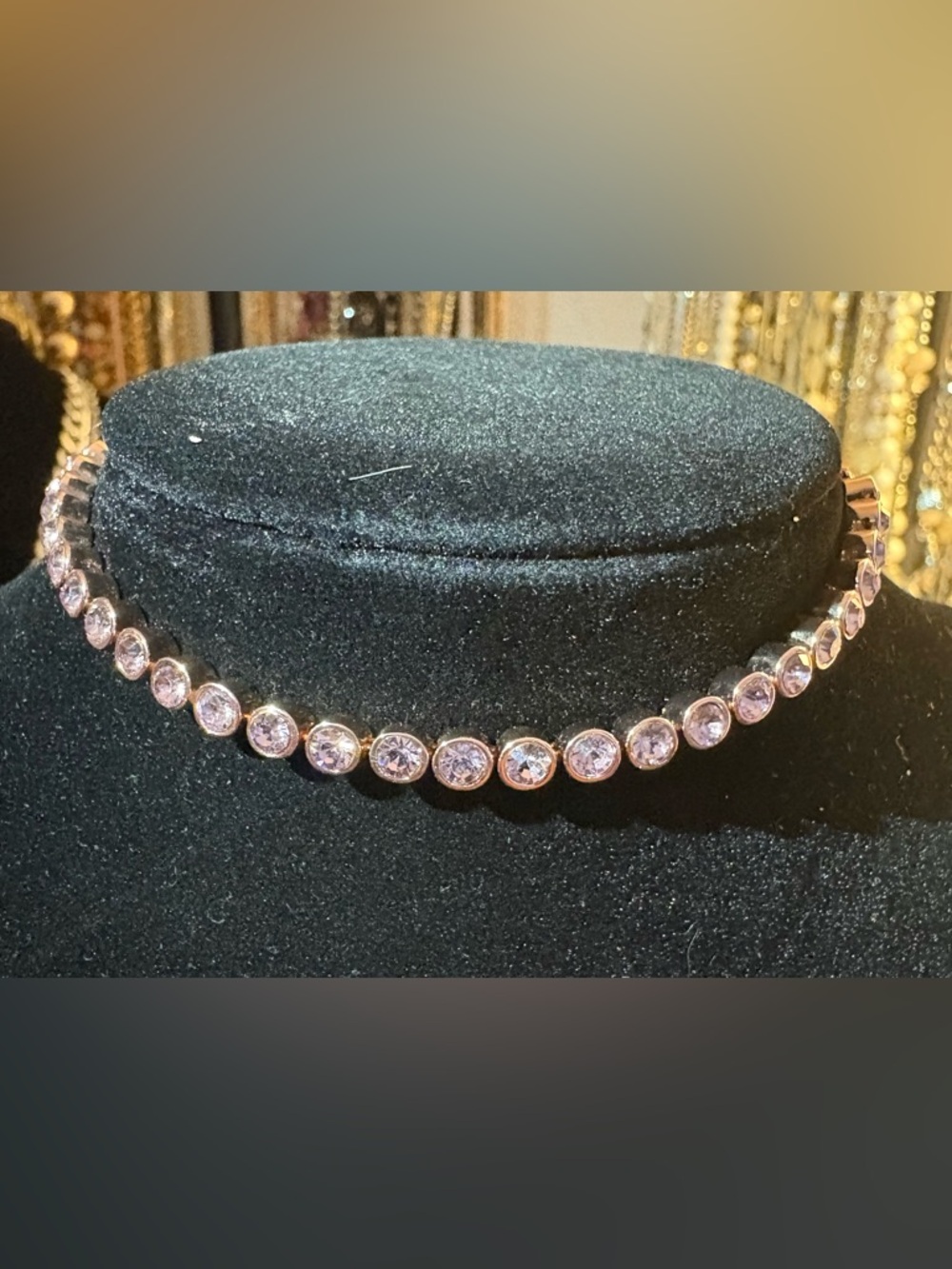 Alex and Ani Rose Gold Amethyst Stone Tennis Necklace